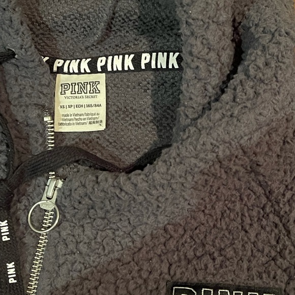 Pink by Victoria Secret grey fuzzy quarter zip sweater size XS - Picture 4 of 6